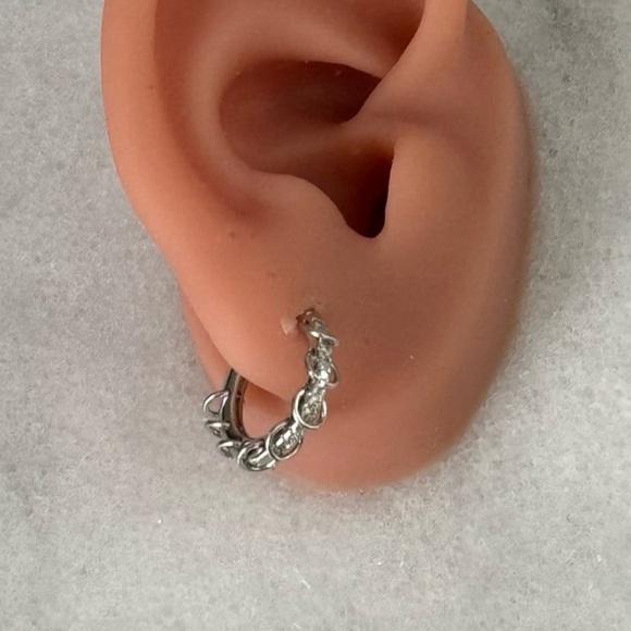 Sterling Silver Crystal Pave Chain Dangle Hoop Earrings 

Brand New - Picture 3 of 5